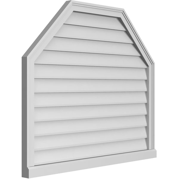 Octagonal Top Surface Mount PVC Gable Vent W/ 2W X 2P Brickmould Sill Frame, 40W X 34H